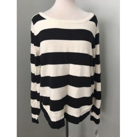 Maison Jules Sweaters - Maison Jules Black and White Striped Sweater
